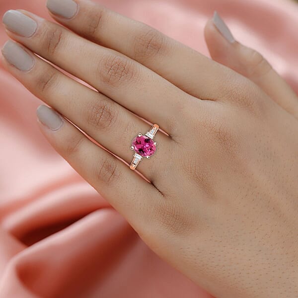 Shop Lc Certified & Appraised Iliana 18K Rose Gold AAA Ouro Fino Rubellite And G-H I2 Diamond Ring 2.25 Ctw
