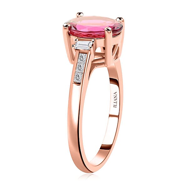 Shop Lc Certified & Appraised Iliana 18K Rose Gold AAA Ouro Fino Rubellite And G-H I2 Diamond Ring 2.25 Ctw