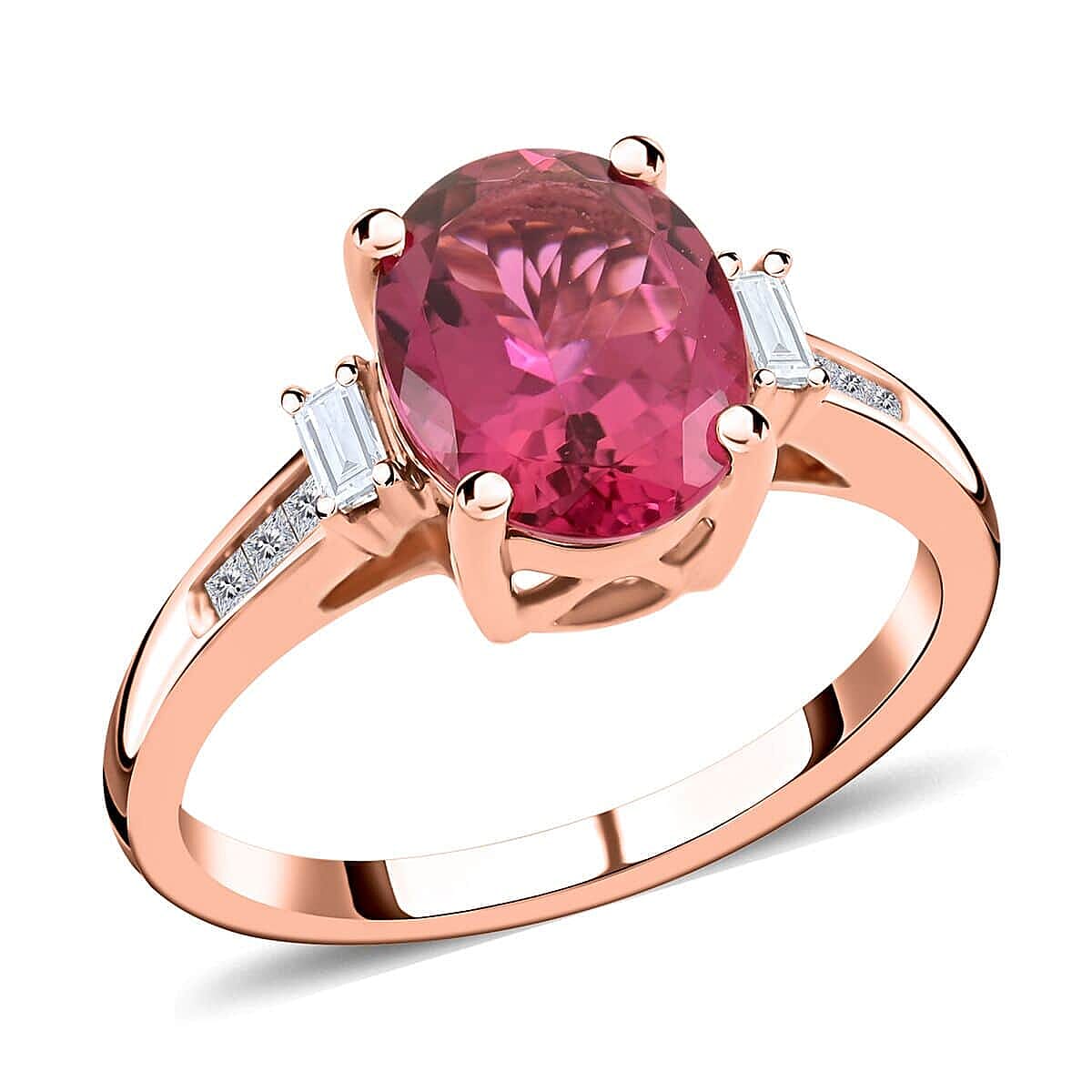 shop lc Certified & Appraised Iliana 18K Rose Gold AAA Ouro Fino Rubellite and G-H I2 Diamond Ring 2.25 ctw