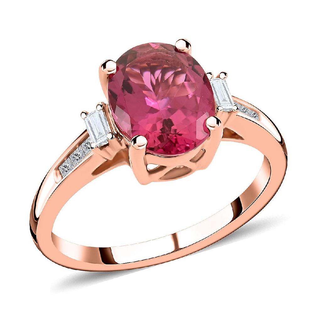 shop lc Certified & Appraised Iliana 18K Rose Gold AAA Ouro Fino Rubellite and G-H I2 Diamond Ring 2.25 ctw