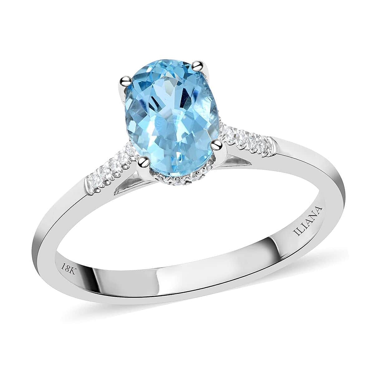 shop lc Certified & Appraised Iliana 18K White Gold AAA Santa Maria Aquamarine and G-H SI Diamond Ring 1.35 ctw