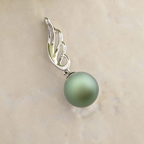 Shop Lc Certified & Appraised Iliana 18K White Gold AAA Tahitian Pearl 9.5-10mm Solitaire Pendant Without Chain