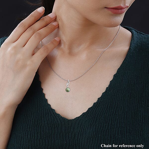 Shop Lc Certified & Appraised Iliana 18K White Gold AAA Tahitian Pearl 9.5-10mm Solitaire Pendant Without Chain