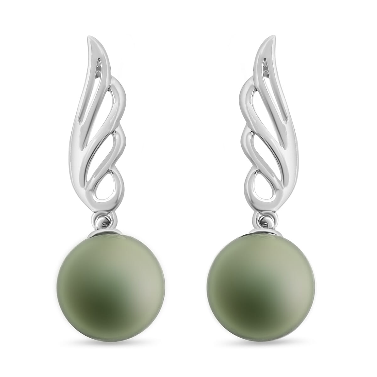shop lc Certified & Appraised Iliana 18K White Gold AAA Tahitian Pearl 8.5-9mm Earrings