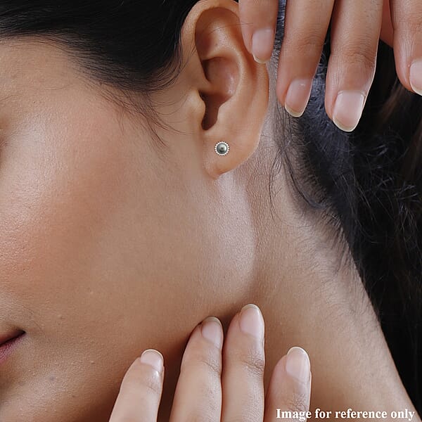 Shop Lc Certified & Appraised Iliana 18K White Gold AAA Tahitian Pearl 8-8.50mm And SI Diamond Earrings 0.32 Ctw