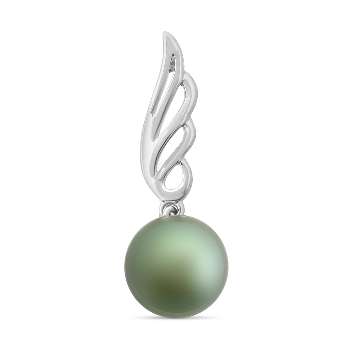 shop lc Certified & Appraised Iliana 18K White Gold AAA Tahitian Pearl 9.5-10mm Solitaire Pendant without Chain