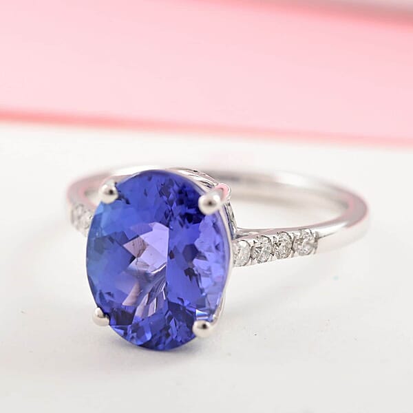 Shop Lc Certified & Appraised Iliana 18K White Gold AAA Tanzanite And G-H SI Diamond Ring 3.50 Ctw