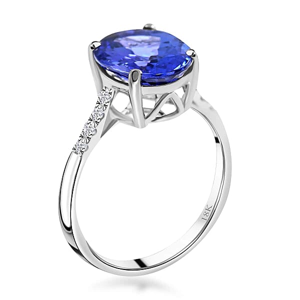 Shop Lc Certified & Appraised Iliana 18K White Gold AAA Tanzanite And G-H SI Diamond Ring 3.50 Ctw