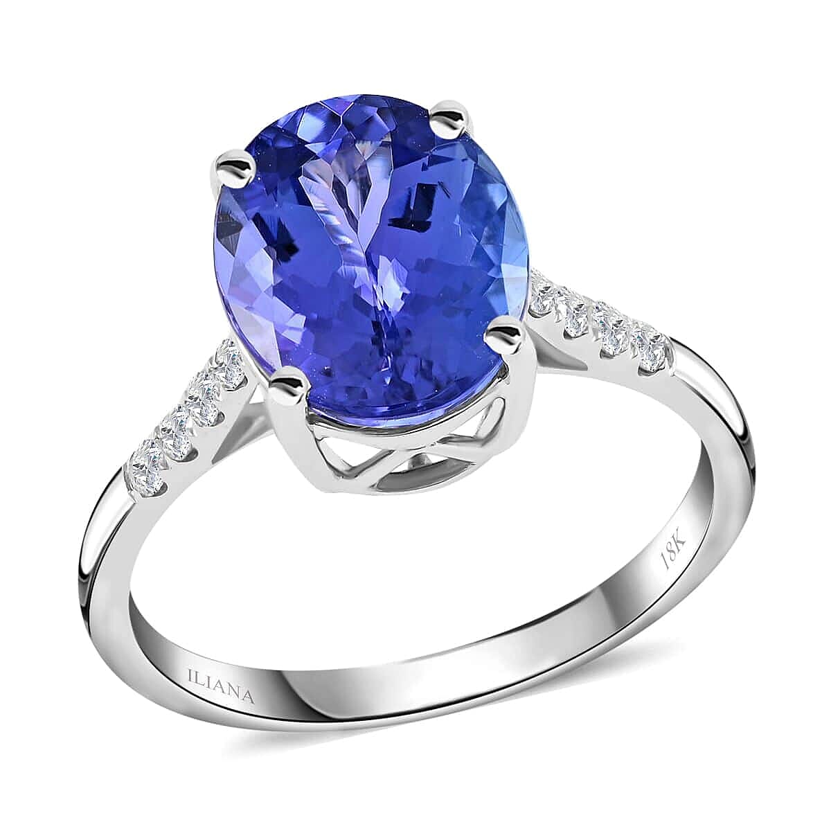 shop lc Certified & Appraised Iliana 18K White Gold AAA Tanzanite and G-H SI Diamond Ring 3.50 ctw