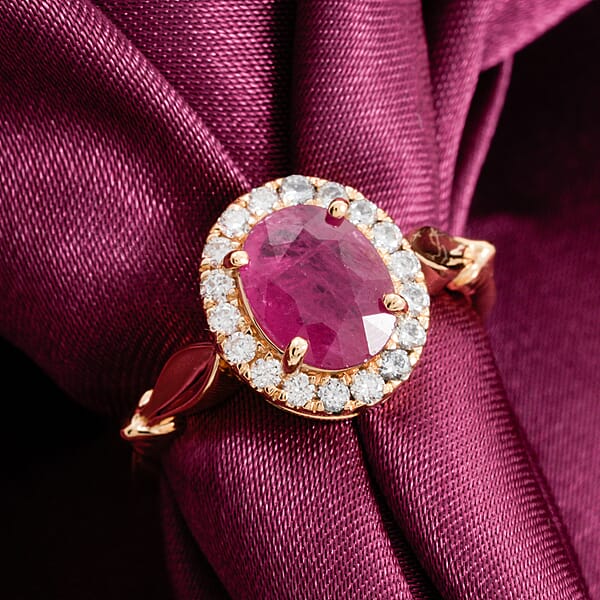 Shop Lc Certified & Appraised Iliana 18K Yellow Gold AAA Mozambique Ruby Diamond (G-H SI) (0.36 Cts) Ring (5.42 G) 2.50 Ctw