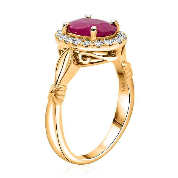 Shop Lc Certified & Appraised Iliana 18K Yellow Gold AAA Mozambique Ruby Diamond (G-H SI) (0.36 Cts) Ring (5.42 G) 2.50 Ctw