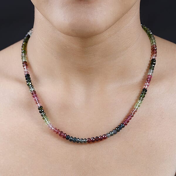 Shop Lc Certified & Appraised Iliana 18K Yellow Gold AAA Multi-Tourmaline Beaded Necklace 18-20 Inches 75.00 Ctw