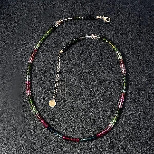 Shop Lc Certified & Appraised Iliana 18K Yellow Gold AAA Multi-Tourmaline Beaded Necklace 18-20 Inches 75.00 Ctw