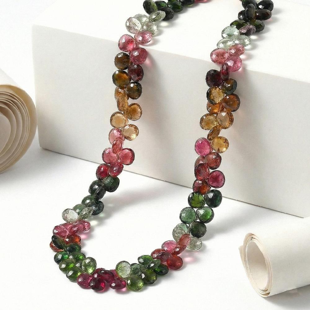 shop lc Certified & Appraised Iliana 18K Yellow Gold AAA Multi-Tourmaline Beaded Necklace (18 Inches) with 2 Inch Extender 210.00 ctw