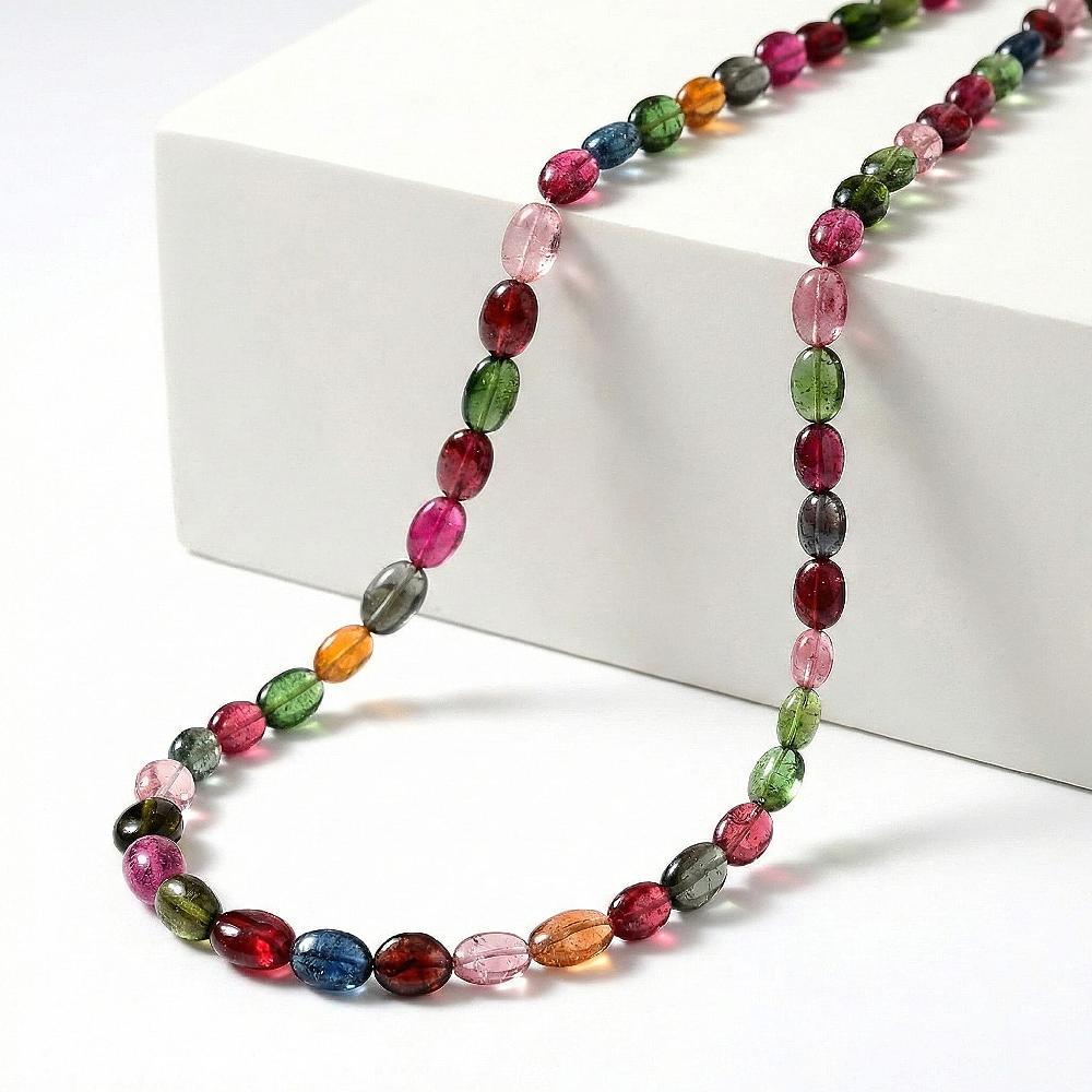 shop lc Certified & Appraised Iliana 18K Yellow Gold AAA Multi-Tourmaline Beaded Graduated Necklace 18 Inches with 2 Inch Extender 105.00 ctw