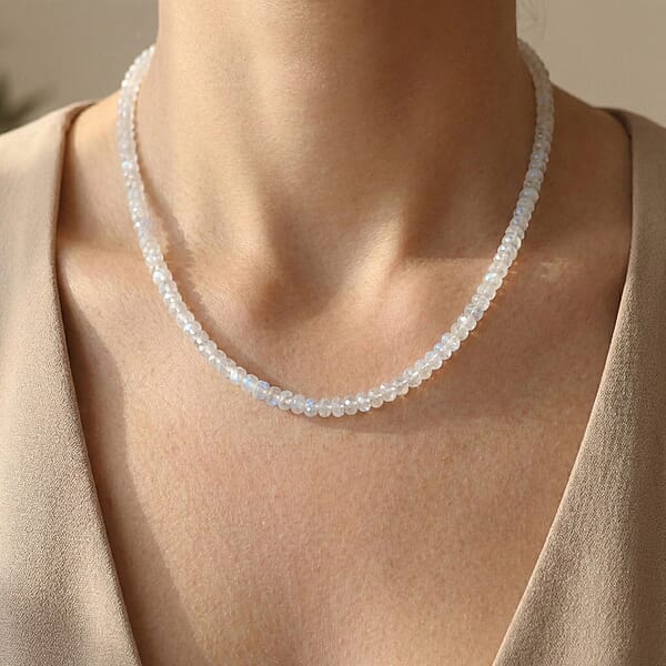 Shop Lc Certified & Appraised Iliana 18K Yellow Gold AAA Rainbow Moonstone Beaded Necklace 18 Inches 105.00 Ctw