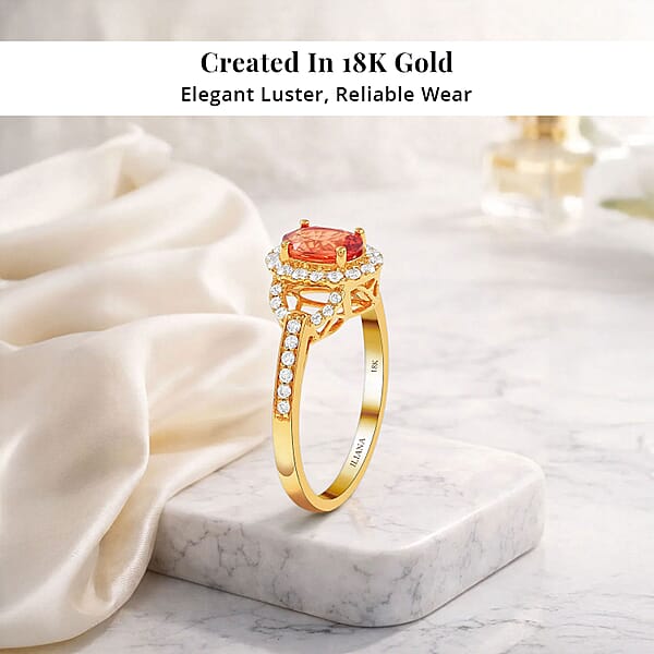 Shop Lc Certified & Appraised Iliana 18K Yellow Gold AAA Songea Sapphire And G-H SI Diamond Ring 1.40 Ctw