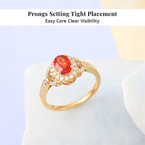 Shop Lc Certified & Appraised Iliana 18K Yellow Gold AAA Songea Sapphire And G-H SI Diamond Ring 1.40 Ctw