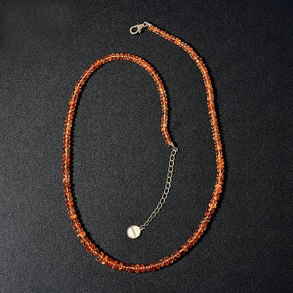 Shop Lc Certified & Appraised Iliana 18K Yellow Gold AAAA Mandarin Garnet Beaded Graduated Necklace 18-20 Inches 90.00 Ctw