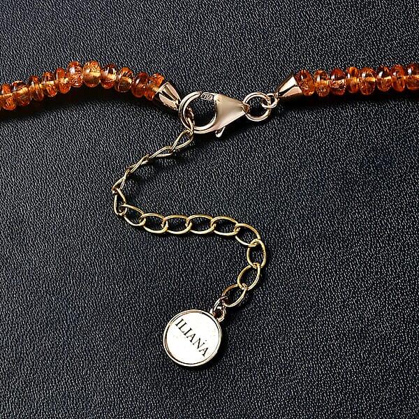 Shop Lc Certified & Appraised Iliana 18K Yellow Gold AAAA Mandarin Garnet Beaded Graduated Necklace 18-20 Inches 90.00 Ctw