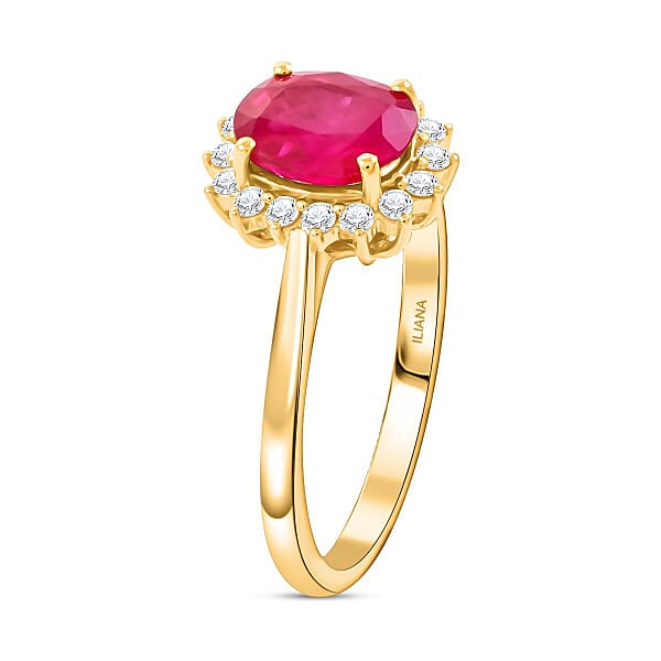 Shop Lc Certified & Appraised Iliana 18K Yellow Gold AAAA Mozambique Ruby And G-H SI Diamond Ring 2.00 Ctw