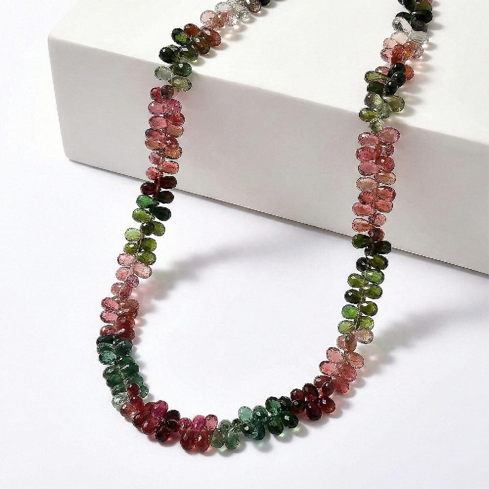 shop lc Certified & Appraised Iliana 18K Yellow Gold AAAA Multi-Tourmaline Beaded Graduated Necklace 18 Inches with 2 Inch Extender 135.00 ctw