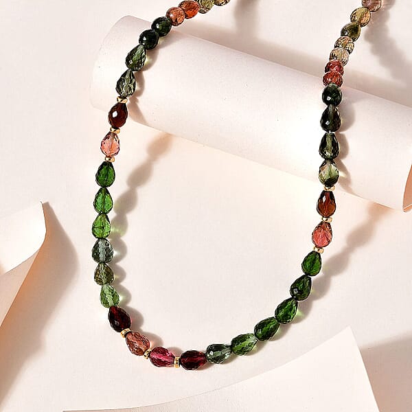 Shop Lc Certified & Appraised Iliana 18K Yellow Gold AAAA Multi-Tourmaline Beaded Necklace 18-20 Inches 100.00 Ctw