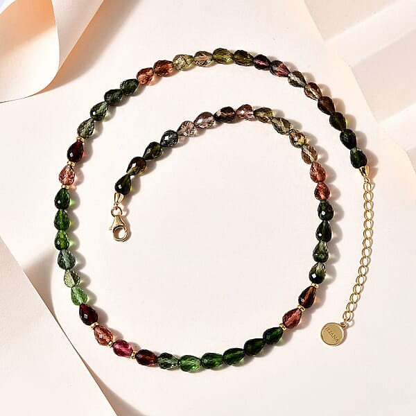 Shop Lc Certified & Appraised Iliana 18K Yellow Gold AAAA Multi-Tourmaline Beaded Necklace 18-20 Inches 100.00 Ctw
