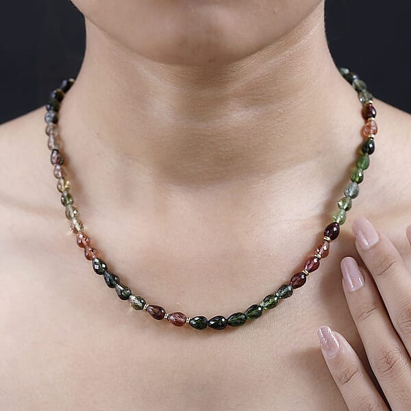 Shop Lc Certified & Appraised Iliana 18K Yellow Gold AAAA Multi-Tourmaline Beaded Necklace 18-20 Inches 100.00 Ctw
