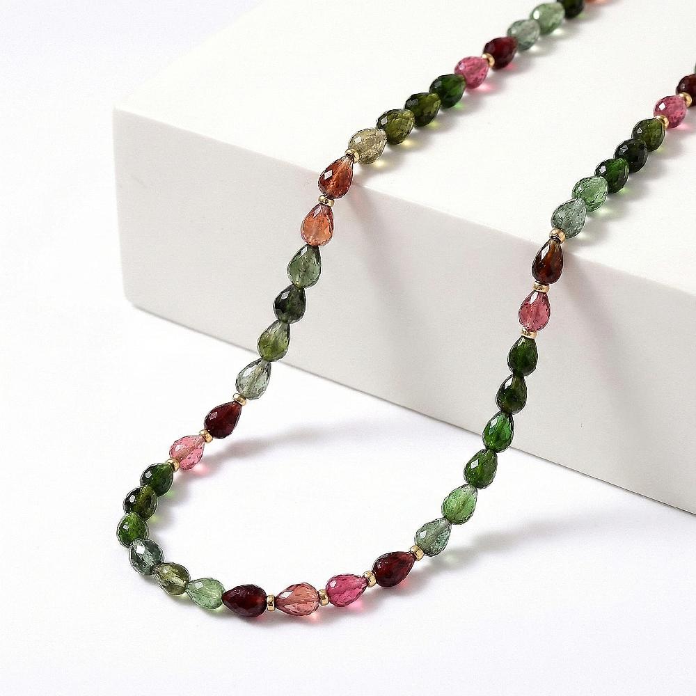 shop lc Certified & Appraised Iliana 18K Yellow Gold AAAA Multi-Tourmaline Beaded Necklace 18-20 Inches 100.00 ctw