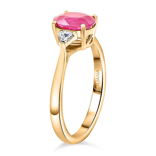Shop Lc Certified & Appraised Iliana 18K Yellow Gold AAAA Royal Ruby And G-H SI Diamond Ring 1.60 Ctw