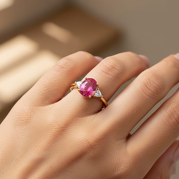 Shop Lc Certified & Appraised Iliana 18K Yellow Gold AAAA Royal Ruby And G-H SI Diamond Ring 1.60 Ctw