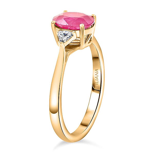 Shop Lc Certified & Appraised Iliana 18K Yellow Gold AAAA Royal Ruby And G-H SI Diamond Ring 1.60 Ctw
