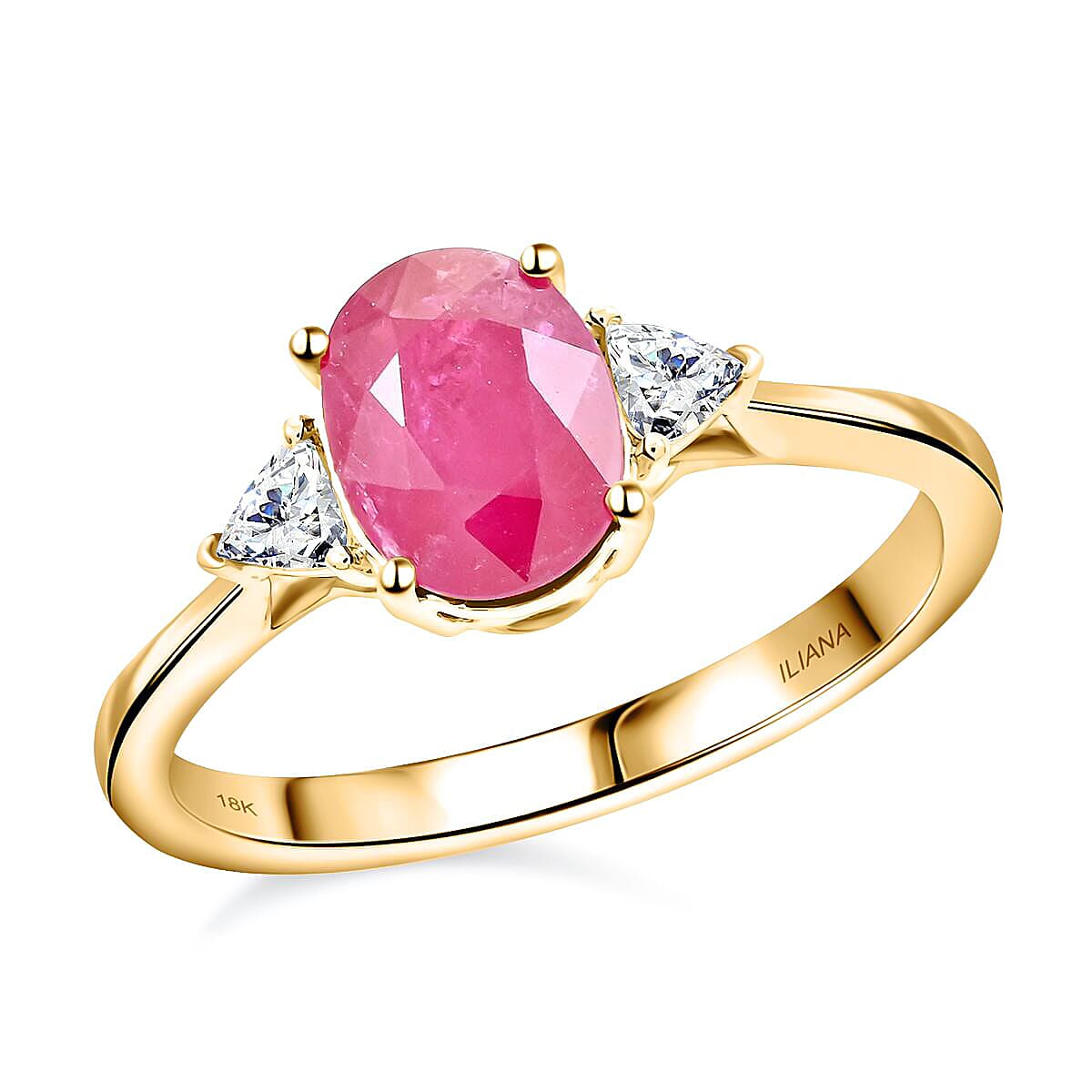 shop lc Certified & Appraised Iliana 18K Yellow Gold AAAA Royal Ruby and G-H SI Diamond Ring 1.60 ctw