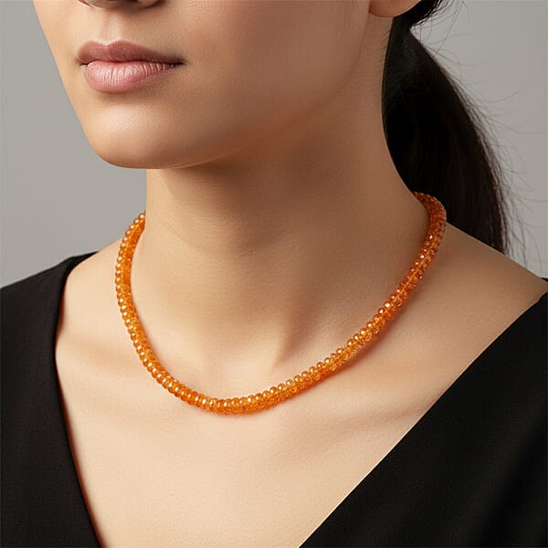 Shop Lc Certified & Appraised Iliana 18K Yellow Gold AAAA Viceroy Spessartine Garnet Beaded Necklace 18-20 Inches 65.00 Ctw