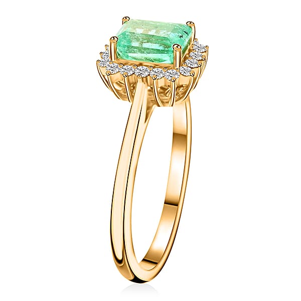 Shop Lc Certified & Appraised Iliana AAA Boyaca Colombian Emerald And G-H SI Diamond 1.55 Ctw Ring In 18K Yellow Gold