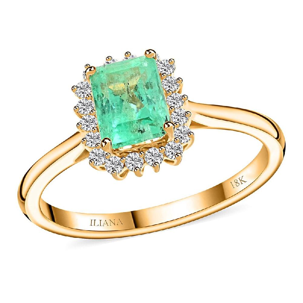 shop lc Certified & Appraised Iliana AAA Boyaca Colombian Emerald and G-H SI Diamond 1.55 ctw Ring in 18K Yellow Gold