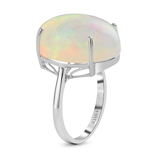 Shop Lc Certified & Appraised Iliana AAA Ethiopian Welo Opal 8.35 Ctw Solitaire Ring In 18K White Gold (Size 10.00