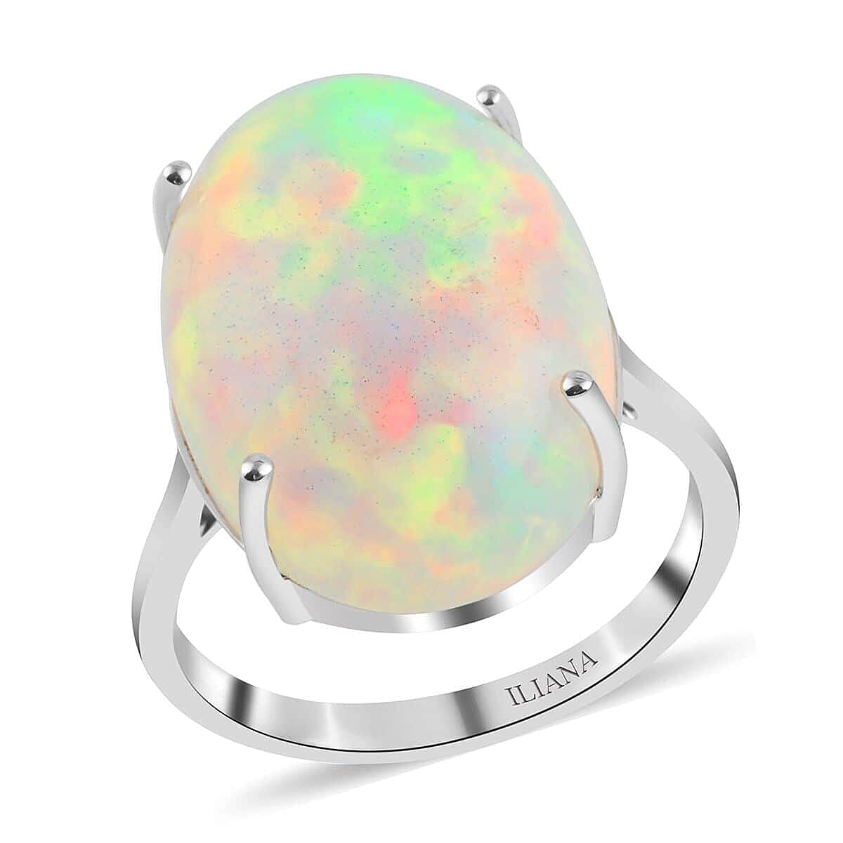 shop lc Certified & Appraised Iliana AAA Ethiopian Welo Opal 8.35 ctw Solitaire Ring in 18K White Gold (Size 10.00