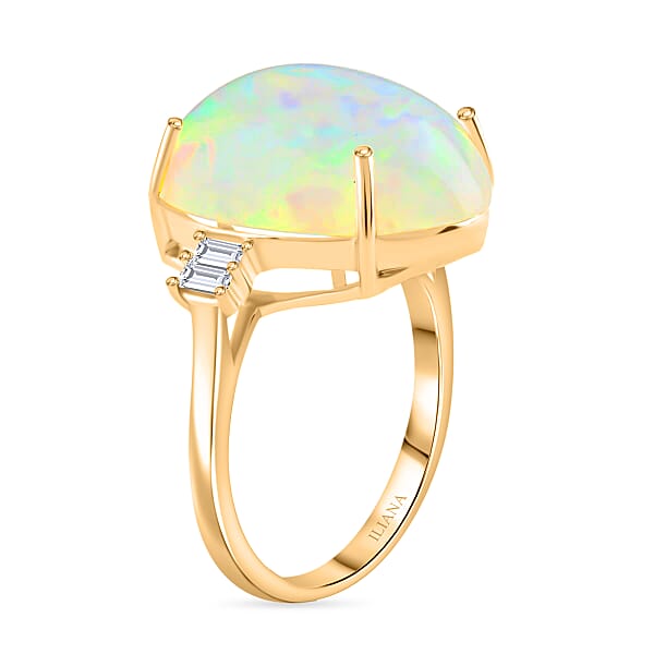 Shop Lc Certified & Appraised Iliana AAA Ethiopian Welo Opal And G-H SI Diamond 7.75 Ctw Ring In 18K Yellow Gold