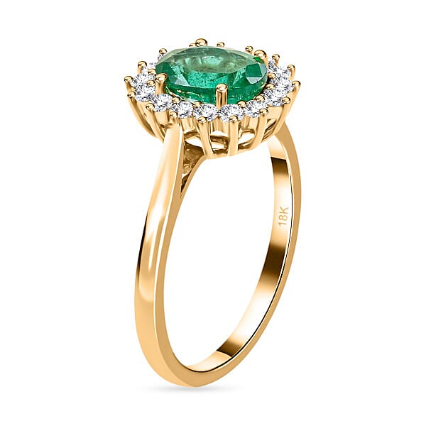 Shop Lc Certified & Appraised Iliana AAA Kagem Zambian Emerald And G-H SI Diamond 2.15 Ctw Ring In 18K Yellow Gold 4.50 Grams