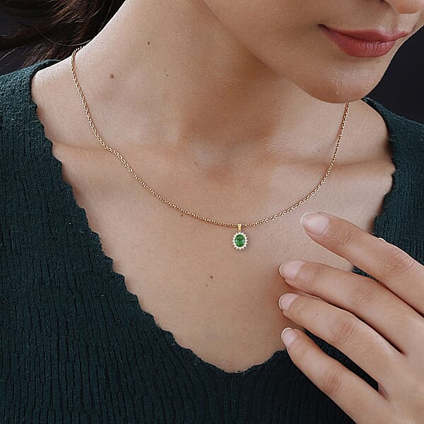 Shop Lc Certified & Appraised Iliana AAA Kagem Zambian Emerald And G-H SI Diamond 2.15 Ctw Pendant Without Chain In 18K Yellow Gold
