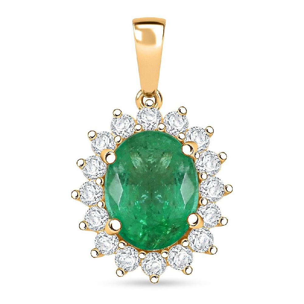 shop lc Certified & Appraised Iliana AAA Kagem Zambian Emerald and G-H SI Diamond 2.15 ctw Pendant without Chain in 18K Yellow Gold