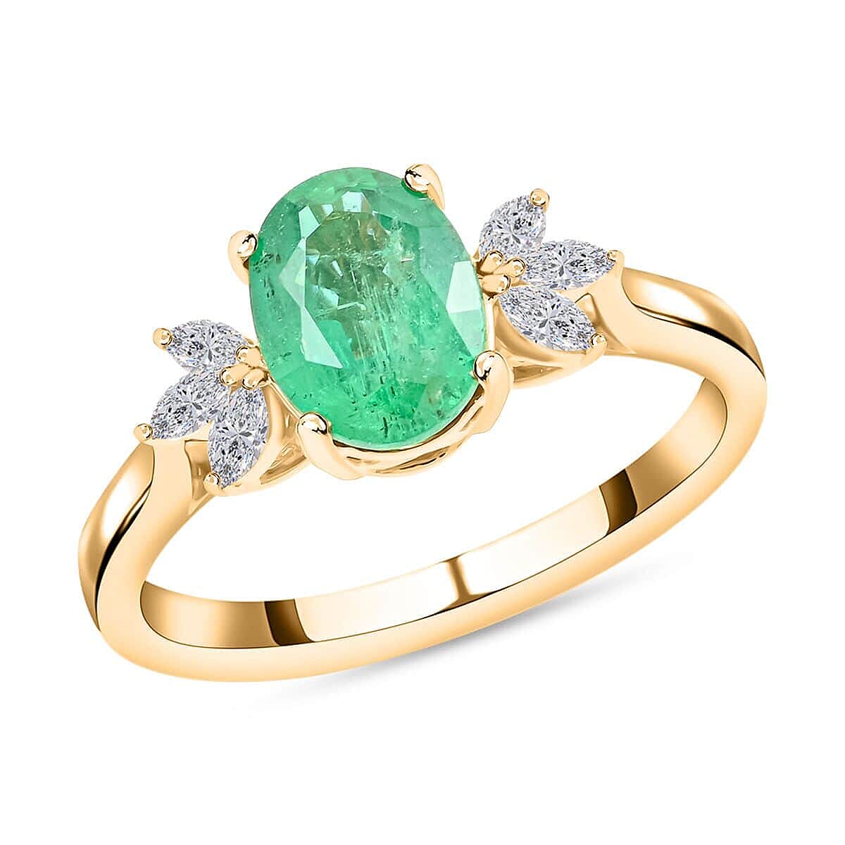 shop lc Certified & Appraised Iliana AAA Kagem Zambian Emerald and G-H SI Diamond 1.35 ctw Ring in 18K Yellow Gold