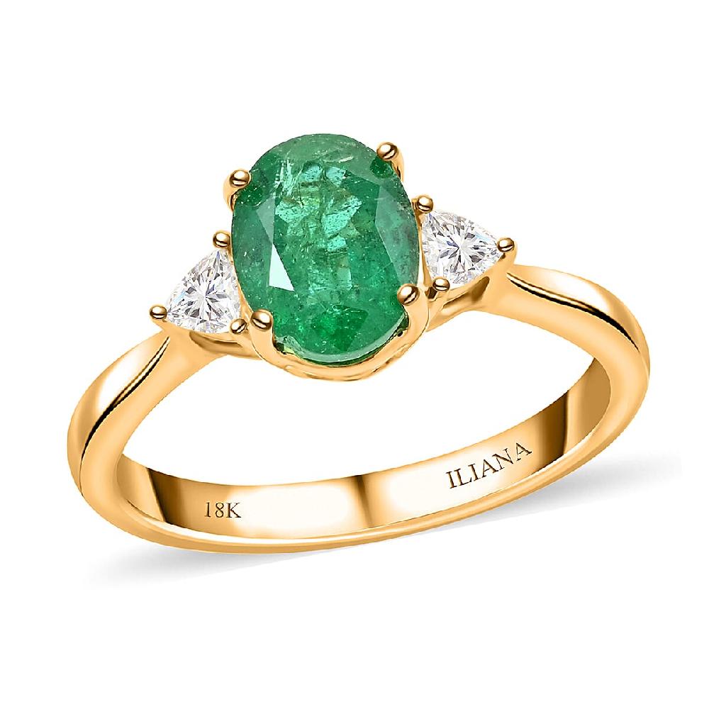 shop lc Certified & Appraised Iliana AAA Kagem Zambian Emerald and SI Diamond 1.45 ctw Ring in 18K Yellow Gold