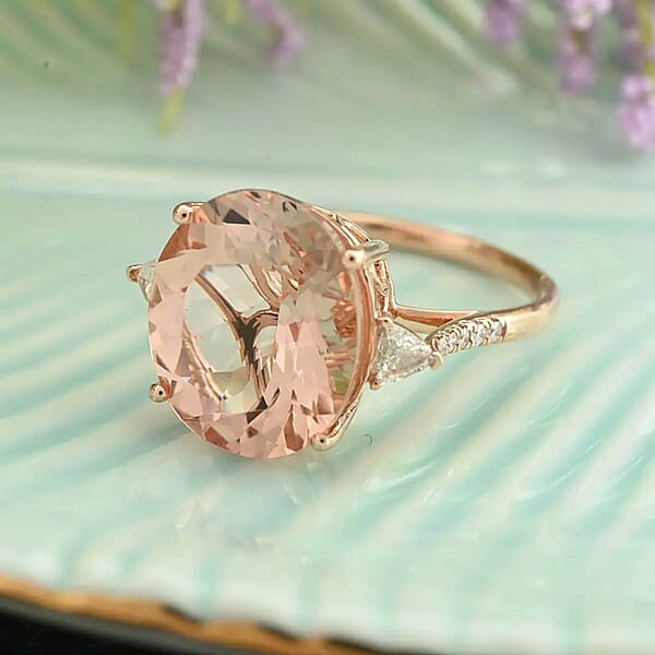 Shop Lc Certified & Appraised Iliana AAA Marropino Morganite And G-H SI Diamond 8.00 Ctw Ring In 18K Rose Gold