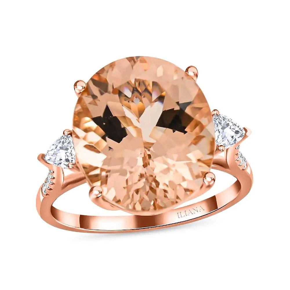 shop lc Certified & Appraised Iliana AAA Marropino Morganite and G-H SI Diamond 8.00 ctw Ring in 18K Rose Gold