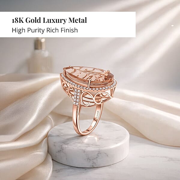 Shop Lc Certified & Appraised Iliana AAA Marropino Morganite And G-H SI Diamond 12.70 Ctw Halo Ring In 18K Rose Gold 6.60 Grams