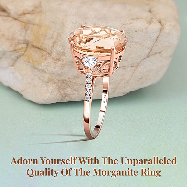 Shop Lc Certified & Appraised Iliana AAA Marropino Morganite And G-H SI Diamond 8.00 Ctw Ring In 18K Rose Gold