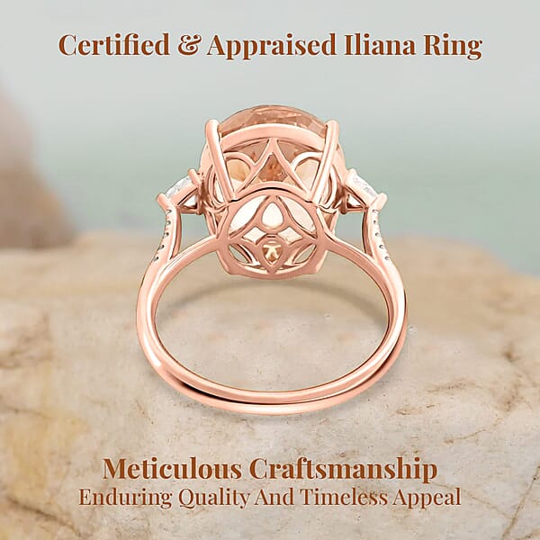 Shop Lc Certified & Appraised Iliana AAA Marropino Morganite And G-H SI Diamond 8.00 Ctw Ring In 18K Rose Gold